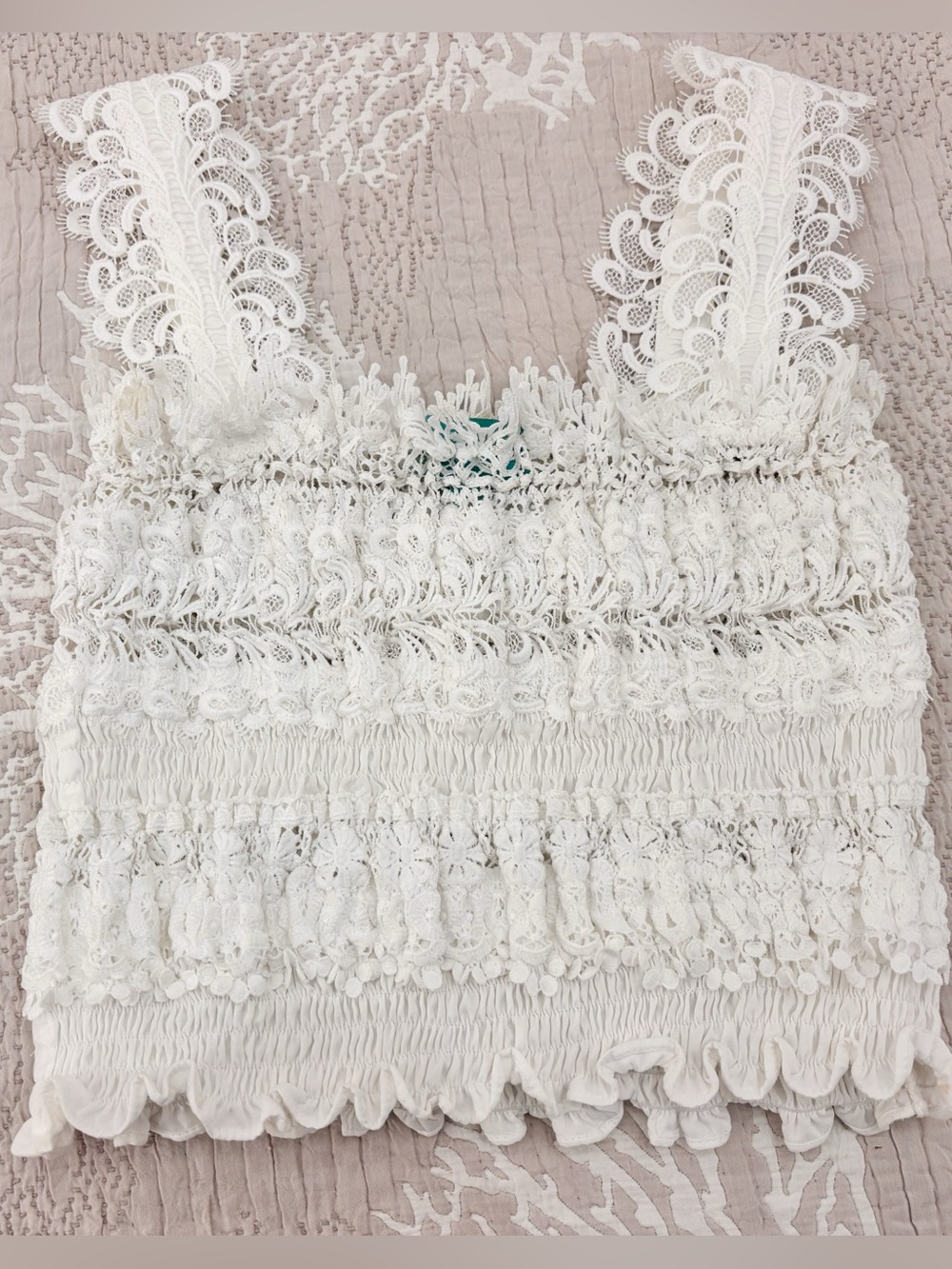 WAIMARI Lace Square Neck Tank Top